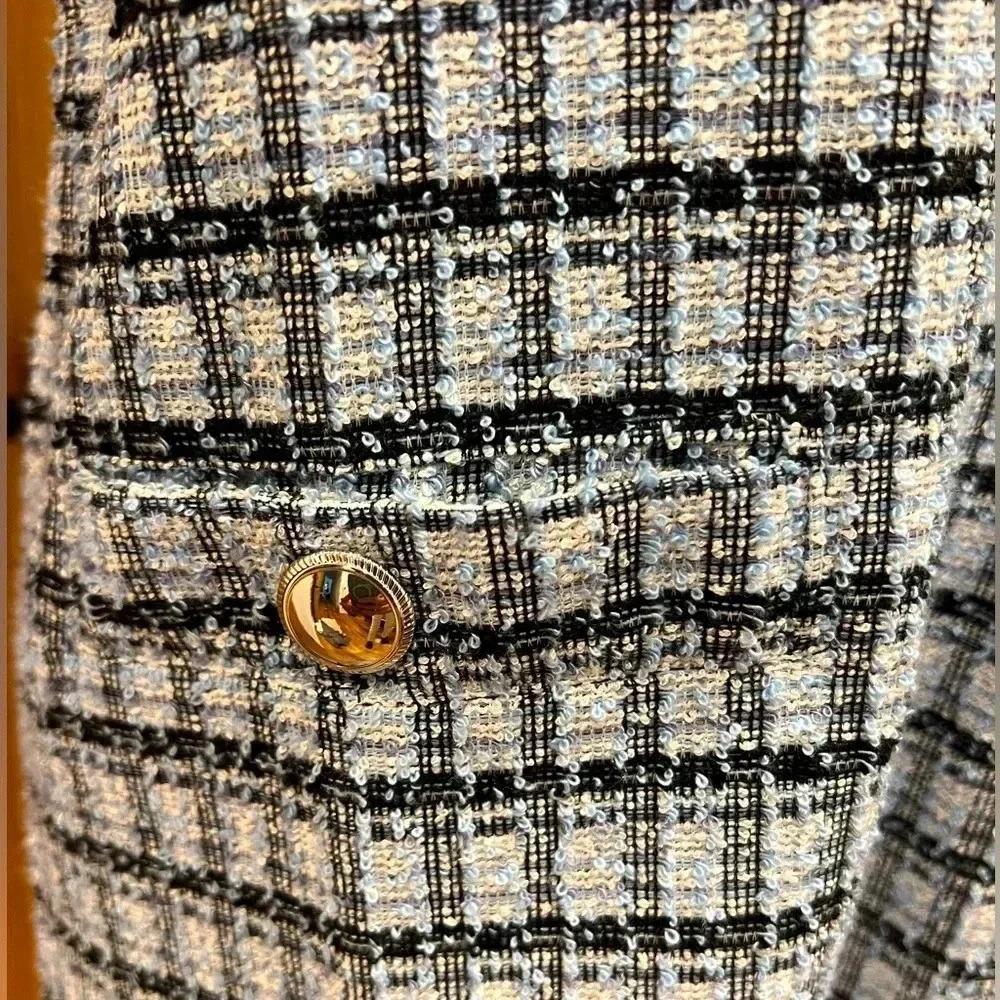 LOFT | Tweed Button Trim Shift Dress | Shore Blue | Size 2